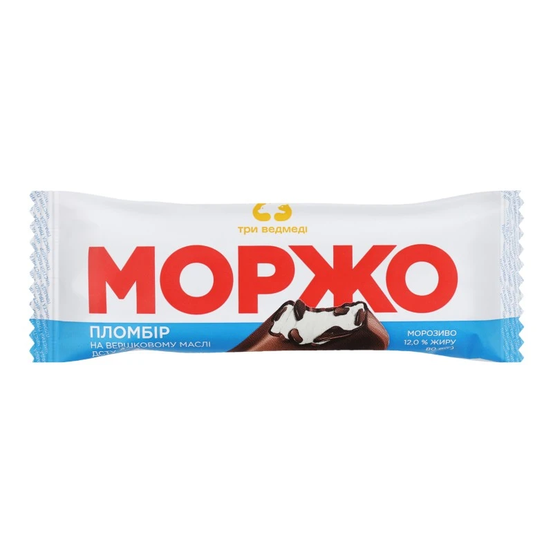 Морозиво пломбір на вершковому маслі глазуроване Моржо Три ведмеді, 80 г
