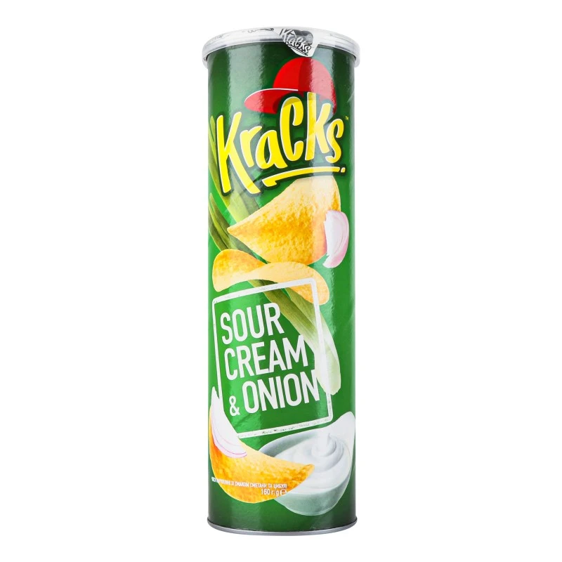 Чіпси зі смаком сметани та цибулі Kraks, 160 г