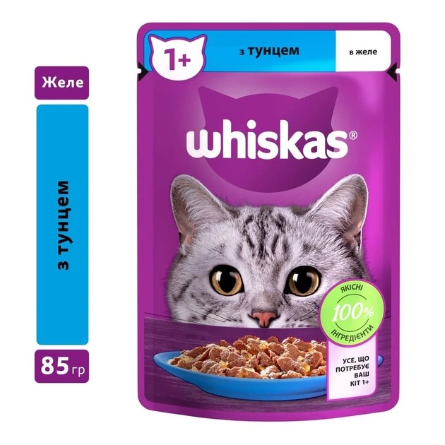 Корм для котів З тунцем в желе Whiskas, 85 г