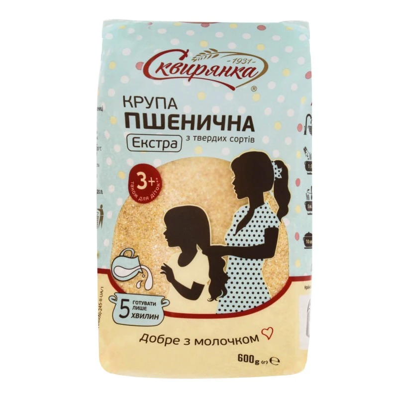 Крупа пшенична з твердих сортів Екстра Сквирянка, 600г
