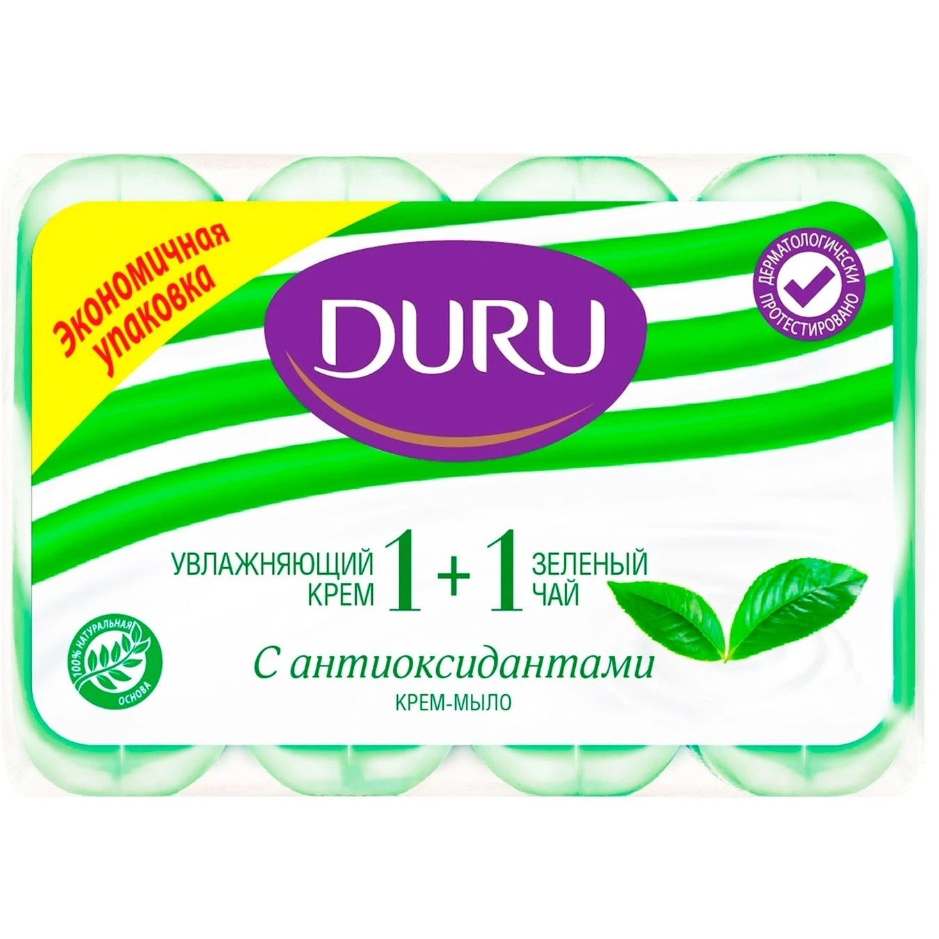 Крем-мило туалетне 1+1 Soft Sensations Зелений чай Duru, 4x80г