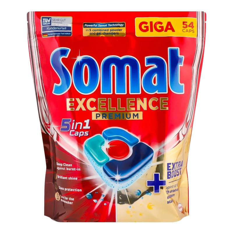 Засіб для миття посуду в посудомийних машинах у капсулах 5in1 Excellence Premium Somat 54шт
