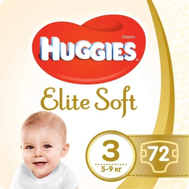 Підгузки для дітей 5-9 кг 3 Elite Soft Huggies, 72 шт/уп.