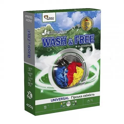 Порошок для ручного прання Гірська свіжість Wash&amp;Free, 400г