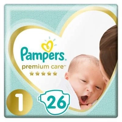 Підгузки для дітей 2-5 кг 1 Premium Care Pampers, 26 шт/уп.