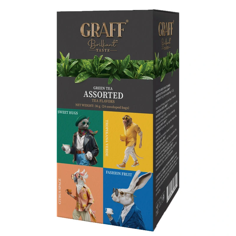 Чай зелений байховий асорті Assorted tea flavors Graff, 1.5г*24 пак