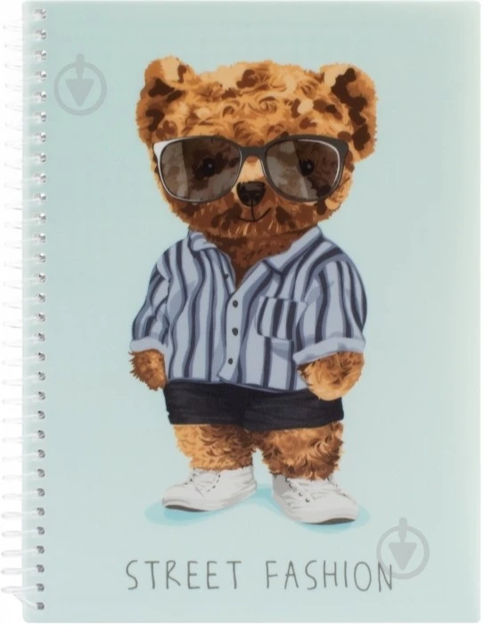 Блокнот А5 80 аркушів спіраль клітка пластикова обкладинка Pets Fashion: Bear Optima, шт