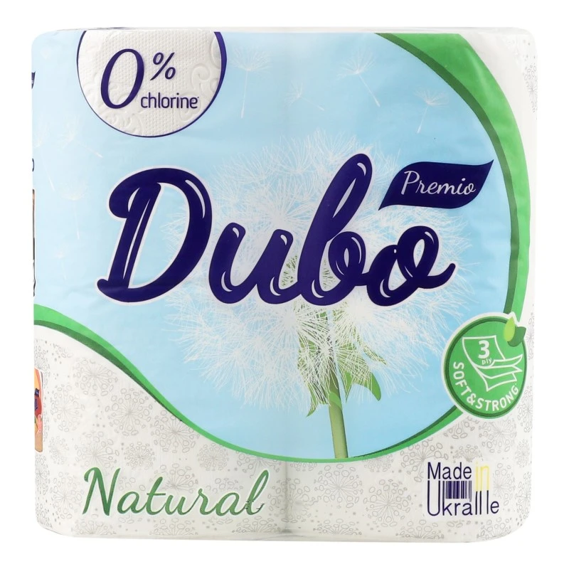 Туалетний папір 3-х шаровий Natural Premio Диво, 4 шт/уп.