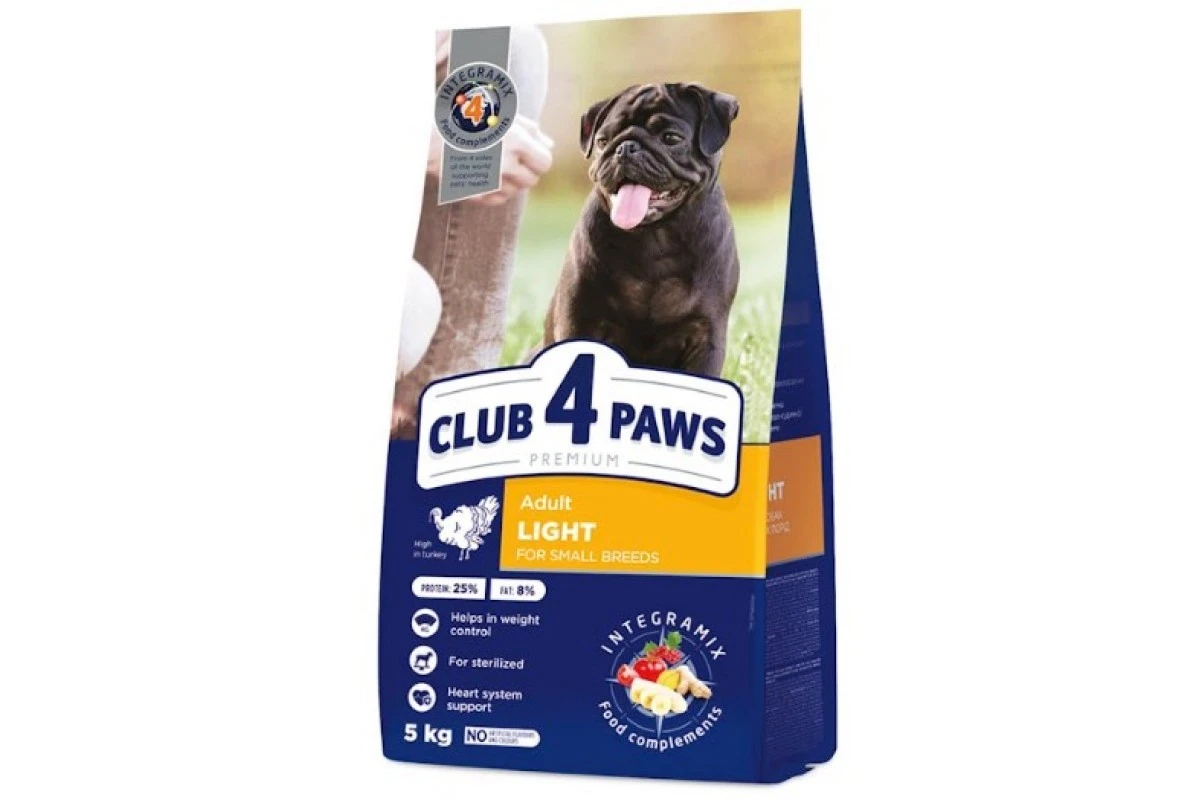 Корм сухий  контроль ваги малі породи собак, з індичкою, Club 4 Paws 5 кг