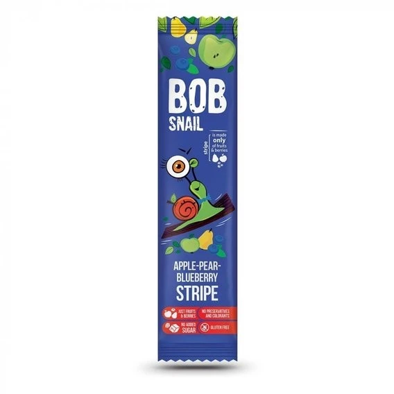 Цукерка фруктово-ягідна Apple-pear-blueberry Stripe Bob Snail, 14 г