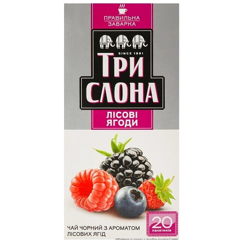 Чай пакетований чорний Лісові ягоди Три слона, 20 шт/уп.
