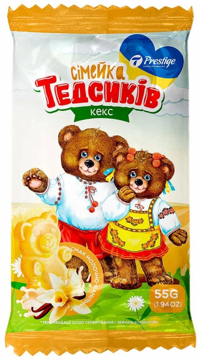 Кекс [Сімейка Тедсиківk з начинкою з молочно-ванільним смаком Престиж, 0.055 г