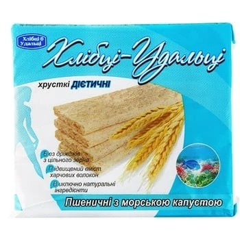 Хлібці пшеничні з морською капустою Удальці, 100 г