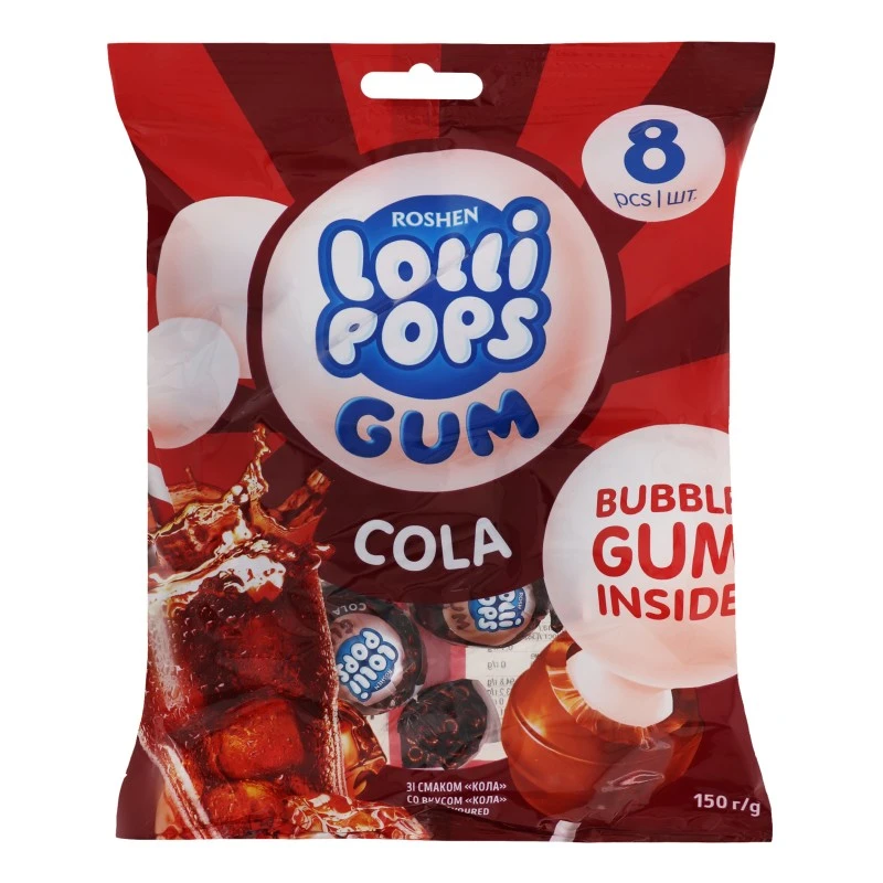 Карамель GUM Cola Lollipops, 920 г