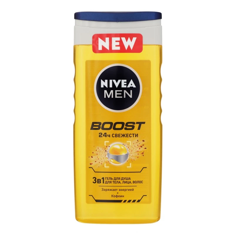 Гель для душу для тіла, обличчя, волосся 3 в 1 Boost Men Nivea, 250 мл