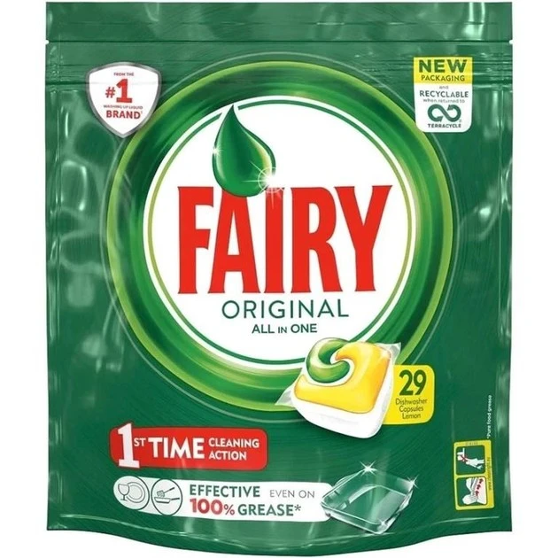 Капсули для посудомийних машин Lemon All One Original Fairy, 29 шт/уп.