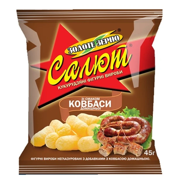Кукурудзяні палички зі смаком домашньої ковбаси Салют, 45 г