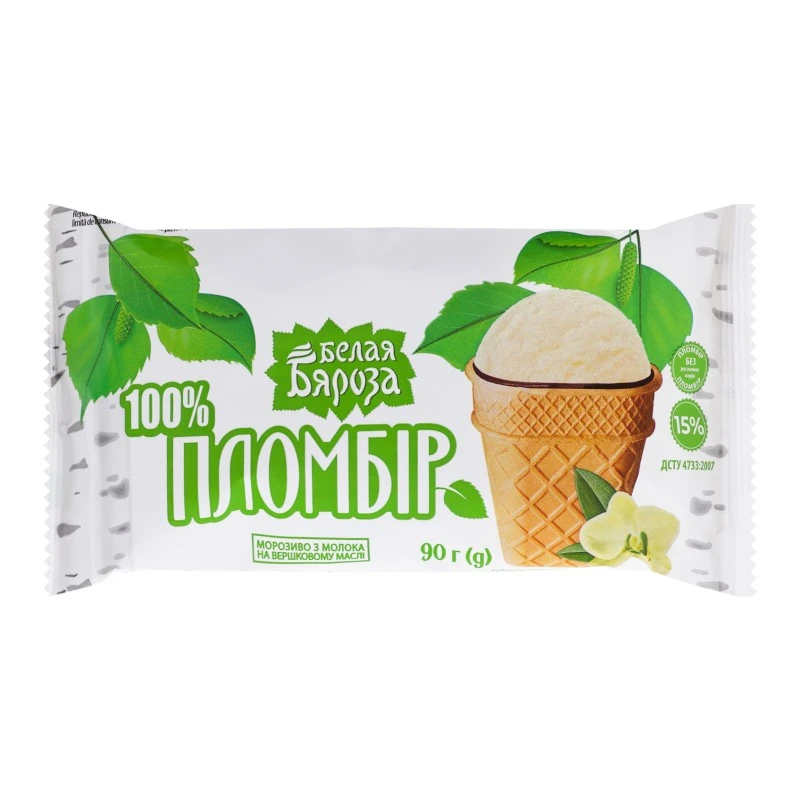 Морозиво пломбір Біла Береза, 90 г