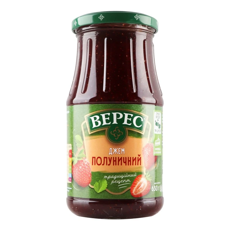 Консервований джем Полуничний Верес, 630 г