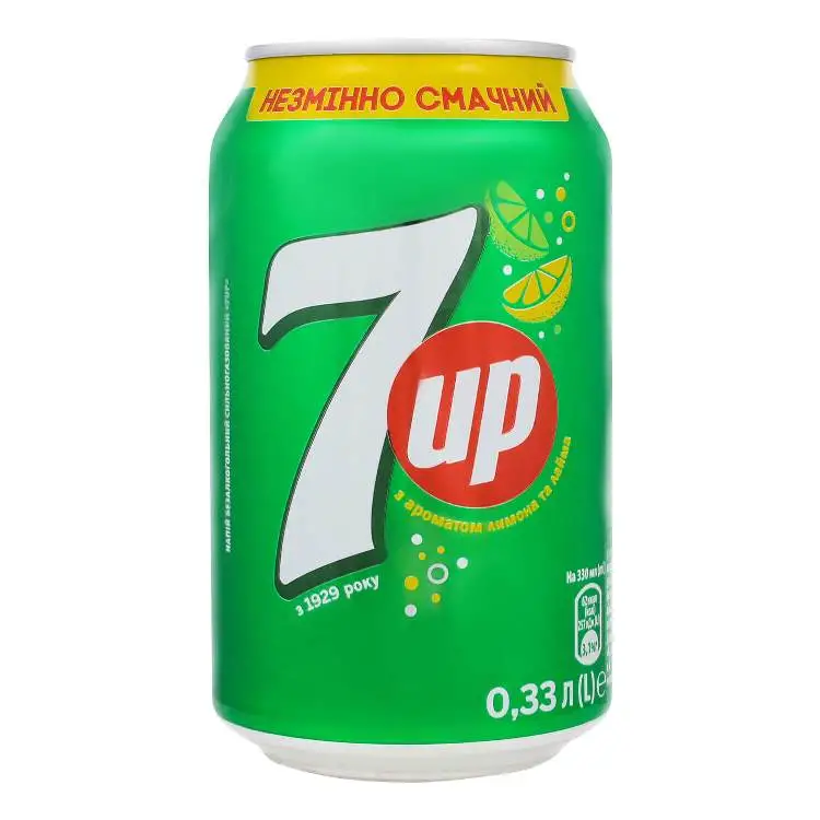 Напій газований ж/б 7-up, 0.33 л