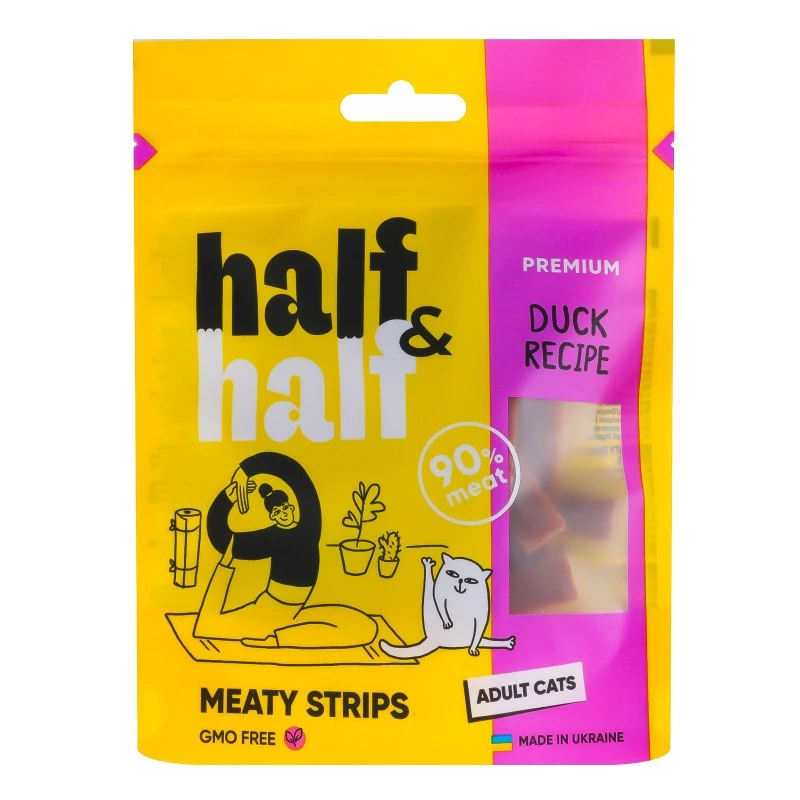 Ласощі для дорослих котів з качкою Meaty strips Premium Half&amp;Half д/п 50г