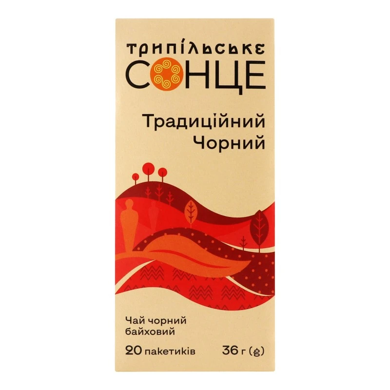 Чай пакетований чорний Традиційний Трипільське сонце, 20 шт/уп.