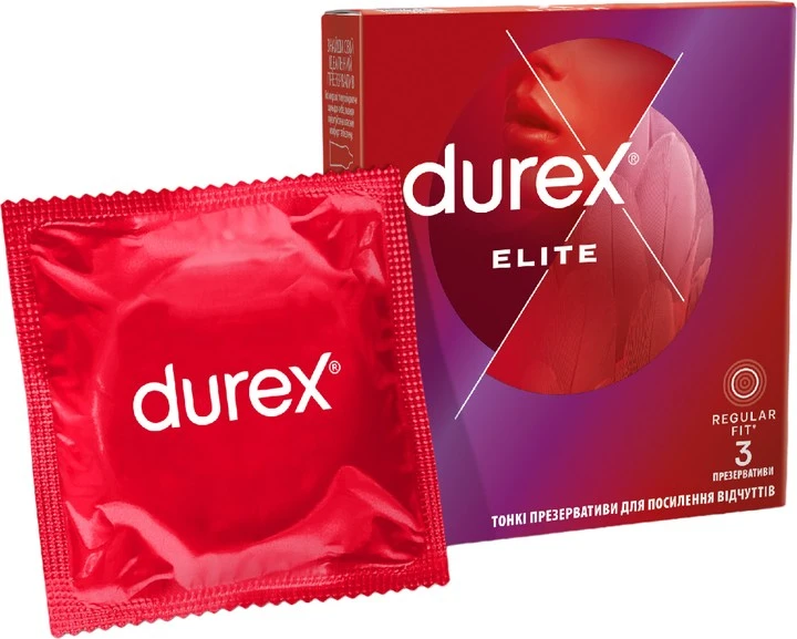 Презервативи латексні з силіконовим змазкою Elite Durex, 3 шт/уп.
