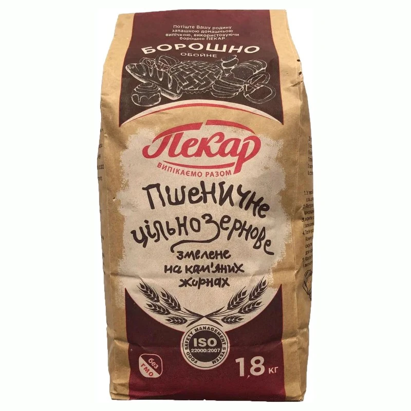 Борошно пшеничне цільнозернове Пекар, 1.8 кг