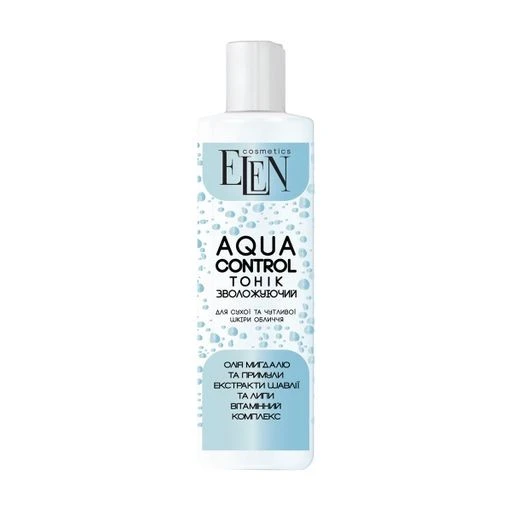 Тонік для обличчя зволожуючий дляPсухоїPтаPчутливоїPшкіри Aqua control Elen Cosmetics, 200мл