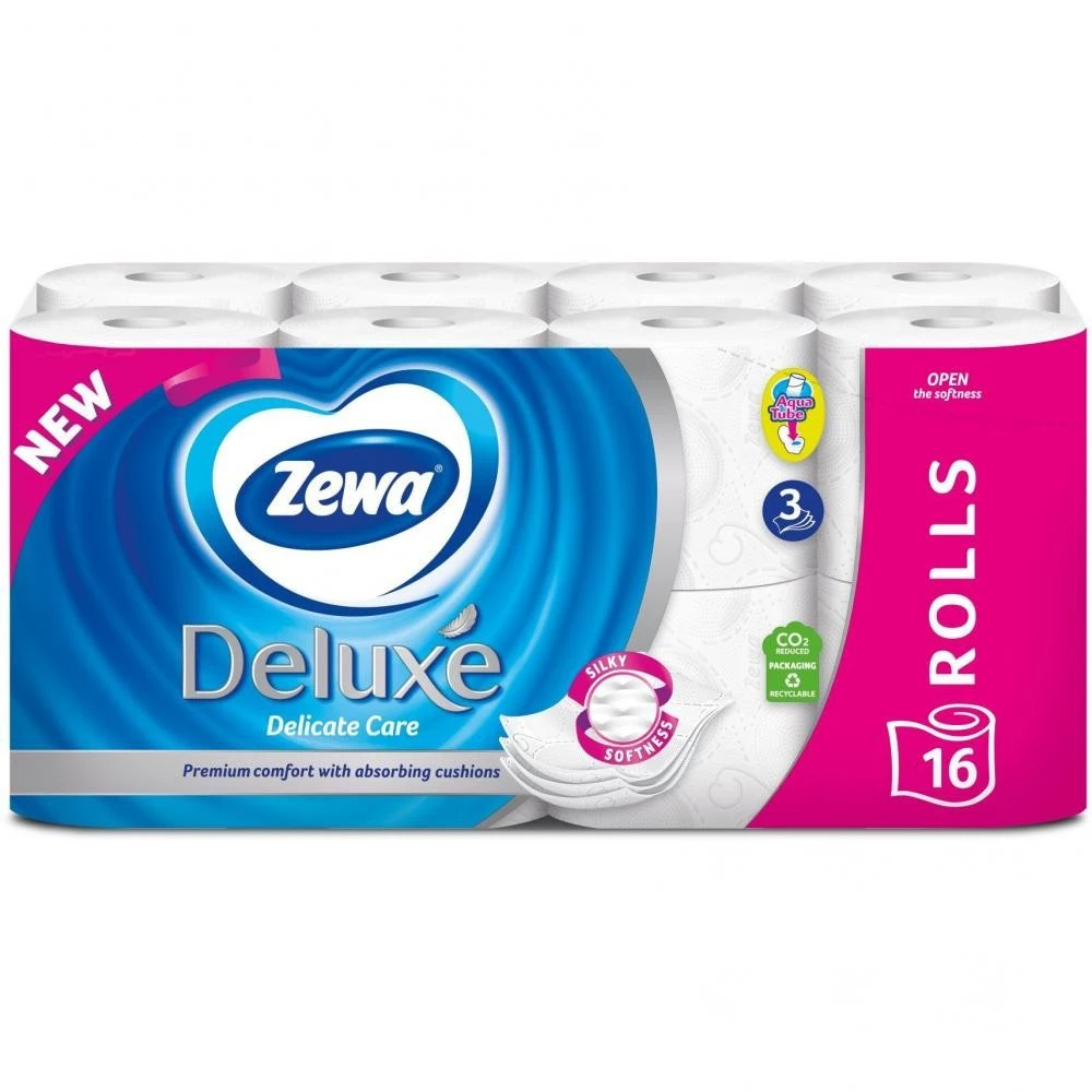 Туалетний папір 3-х шаровий Delicate Care Deluxe Zewa, 16 шт/уп.