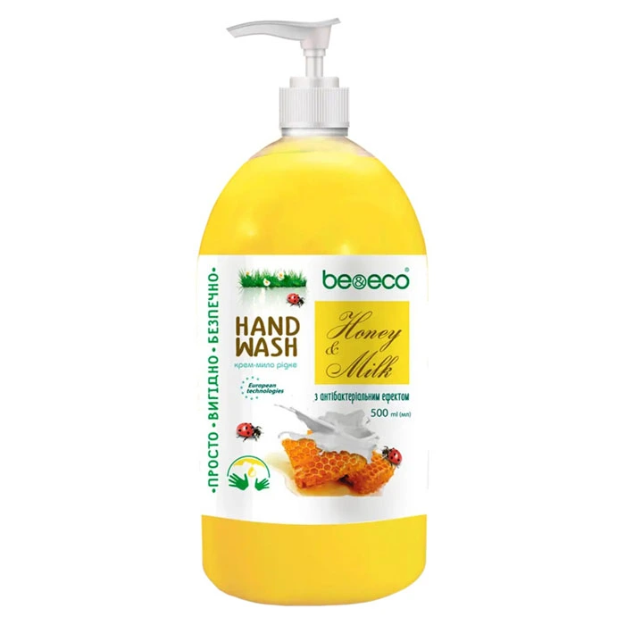 Мило рідке молоко мед банка Be&amp;Eco, 500 мл