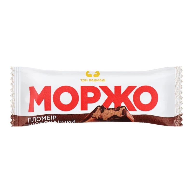 Морозиво пломбір у шоколадній глазурі Моржо Три ведмеді, 80 г