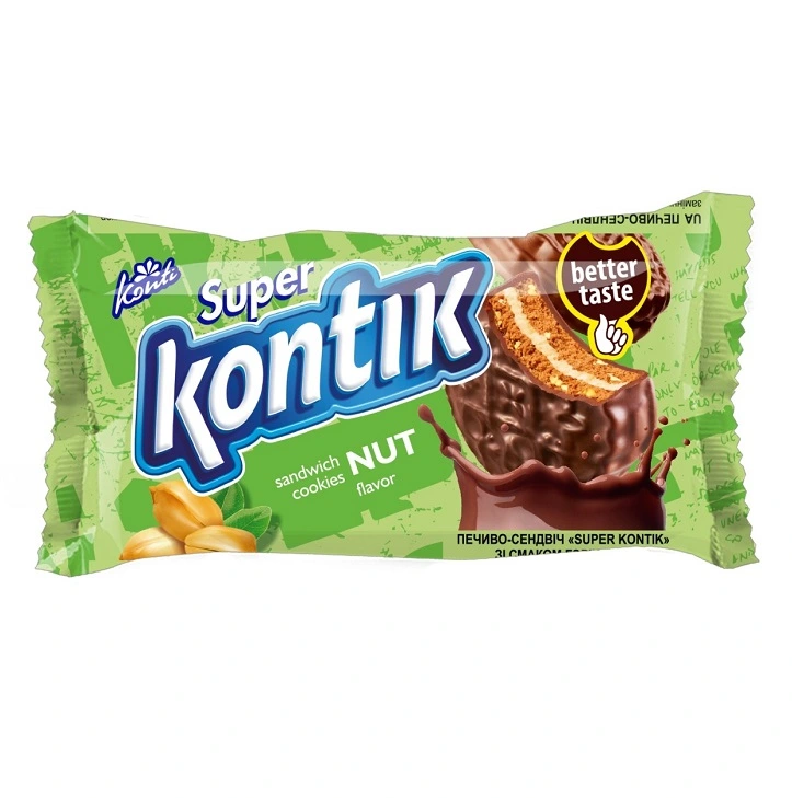 Печиво-сендвіч зі смаком горіха Super Kontik Konti, 90 г