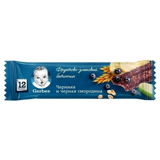Батончик фруктово-злаковий Чорниця та чорна смородина Gerber, 25 г