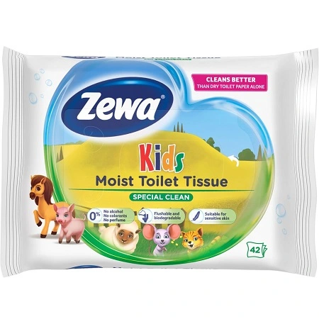 Вологий туалетний папір Kids Zewa, 42 шт/уп.