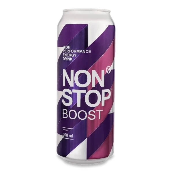 Напій енергетичний б/а газований ж/б Boost Non Stop, 0.5 л