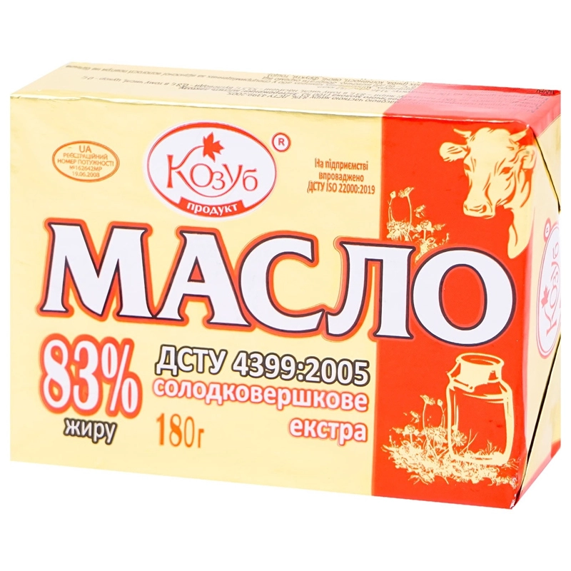 Масло солодковершкове 83% Екстра Козуб, 180 г