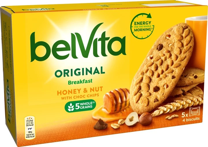 Печиво з шоколадними шматочками Honey&amp;Nut Breakfast BelVita, 225 г