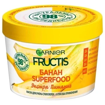 Маска для волосся Банан для дуже сухого волосся Fructis Garnier, 390 мл