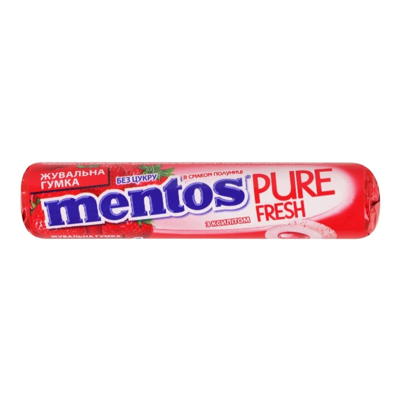 Гумка жувальна Mentos PF Roll полуниця Perfetti Van Mele, 15.75 г