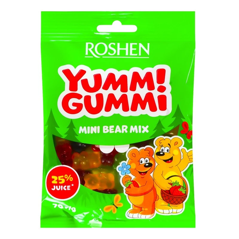 Цукерки желейні Mini Bear Mix Yummi Gummi Roshen, 70 г