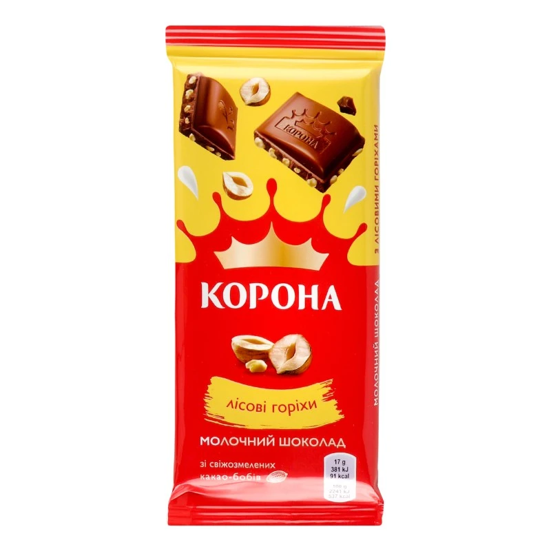 Шоколад молочний Лісові горіхи Корона, м/у 85г