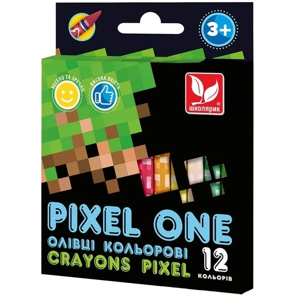 Олівці кольорові Crayons Pixel One  12 кольрiв, Школярик шт