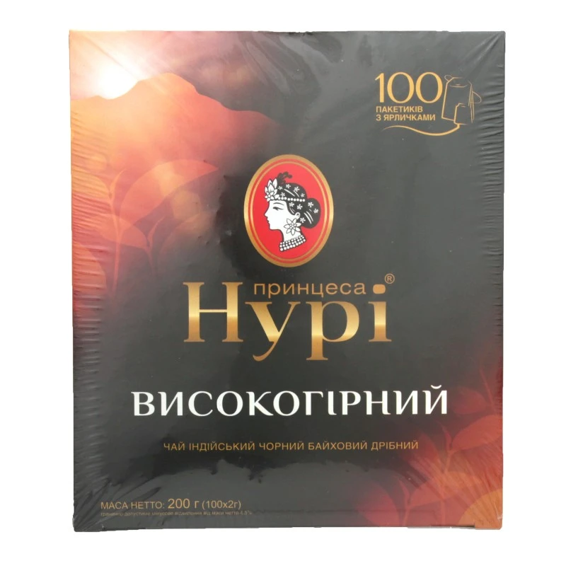 Чай пакетований чорний Високогірний Принцеса Нурі, 100 шт/уп.