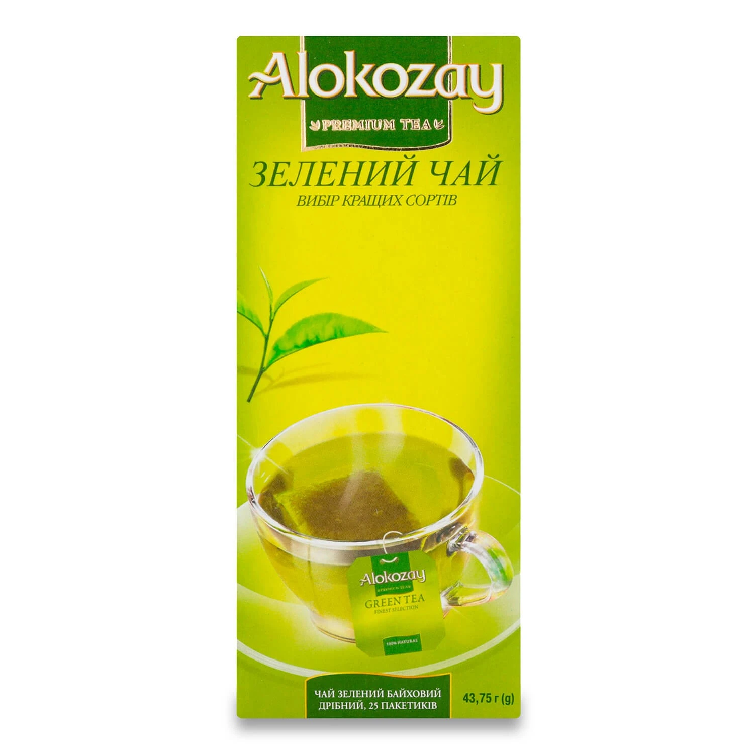 Чай зелений байховий китайський дрібний Alokozay к/у 25*1.75г