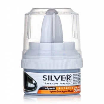 Крем-блиск для взуття чорний Silver, 50 мл