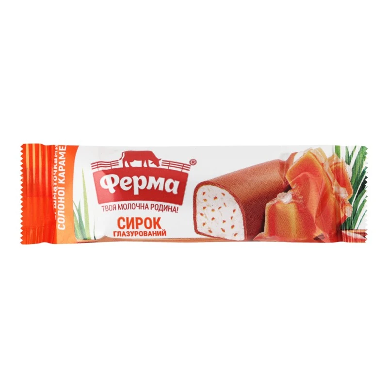 Сирок глазурований 16% зі шматочками солоної карамелі Ферма м/у 36г