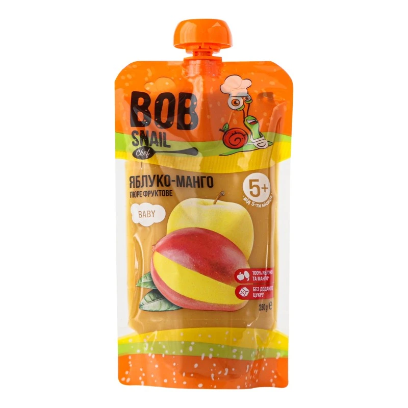 Пюре для дітей від 5міс Яблуко-манго Bob Snail д/п 250г