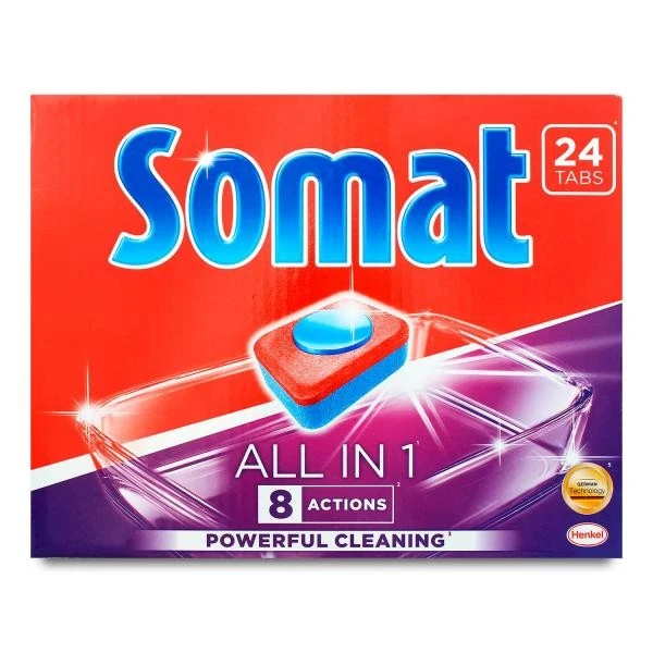 Таблетки для посудомийних машин All in 1 Somat, 24 шт/уп.