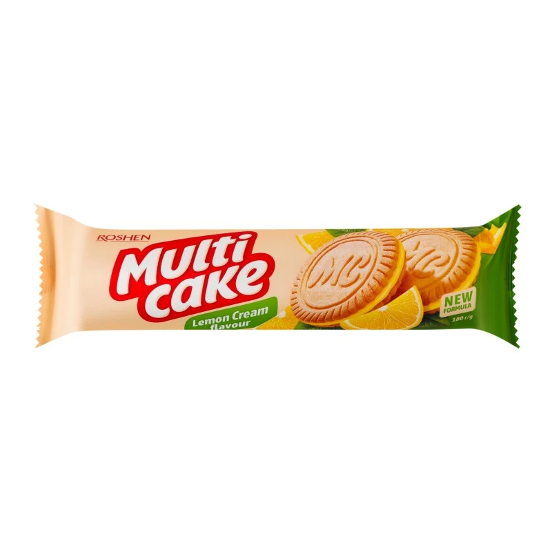 Печиво-сендвіч Multicake з начинкою лимон-крем Roshen, 180 г